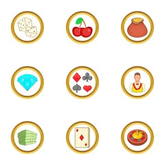 Gambling icons set. Cartoon set of 9 gambling vector icons for web isolated on white background