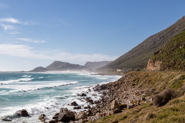 Mer agitée dans la région du Cap en Afrique du sud