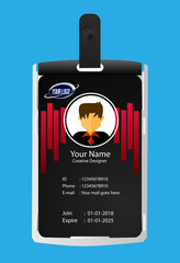 Id security cards or identification badge vector set. Template of id card for identification, plastic badge illustration