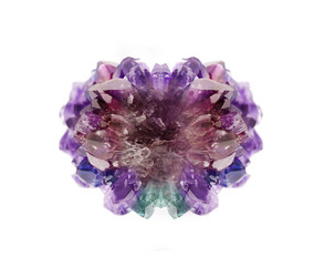 Gemstone isolated on white background, shiny amethyst prism natural jewelry background on different colorful shades.