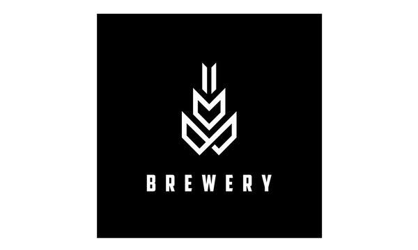 Modern Malt Wheat Grain Cereal Rice Logo Design For Beer Brewery Logo