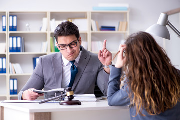 Lawyer discussing legal case with client