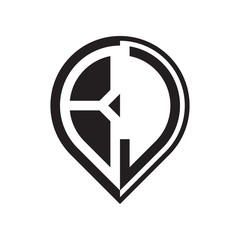 initial letter pin logo black