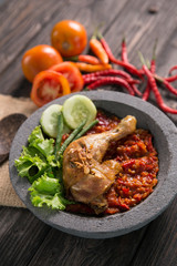 ayam penyet traditional spicy sauce or sambal