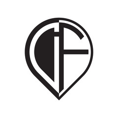 initial letter pin logo black