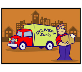 Delivery Service Retro Cartoon