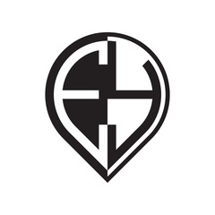 initial letter pin logo black