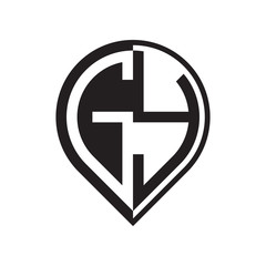 initial letter pin logo black