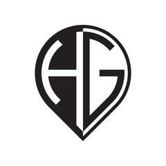 initial letter pin logo black