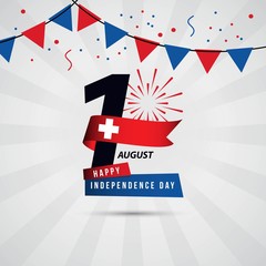 Happy Switzerland Independence Day 1 August Vector Template Design