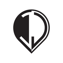 initial letter pin logo black