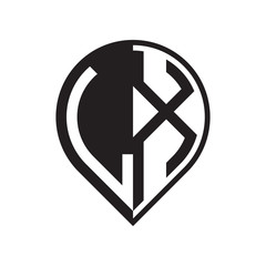 initial letter pin logo black