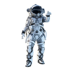 Astronaut on white. Mixed media