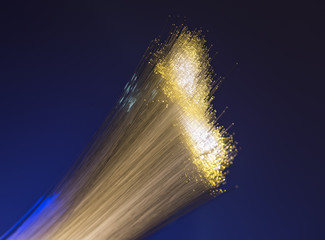 optical fibres dinamic flying from deep on technology background