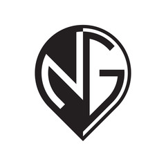 initial letter pin logo black