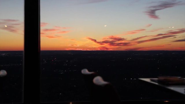Beautiful sunset as seen from the top of the CN Tower in Toronto, Canada.