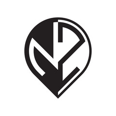 initial letter pin logo black