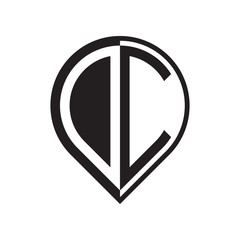 initial letter pin logo black