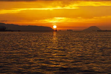 博多湾の夕日