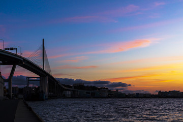 Fototapeta premium 博多湾の夕日