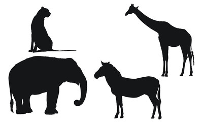 African wild animal silhouettes