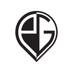 initial letter pin logo black