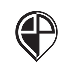 initial letter pin logo black