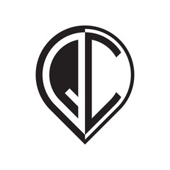 initial letter pin logo black