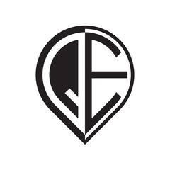 initial letter pin logo black