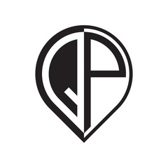 initial letter pin logo black