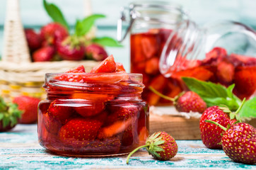 Slices of red strawberries