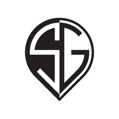 initial letter pin logo black