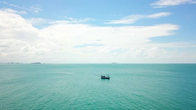 Aerial photos Passenger Ship Come to Koh Samet in Thailand.