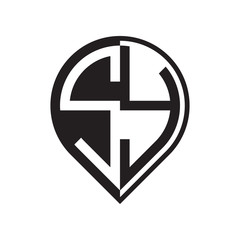 initial letter pin logo black