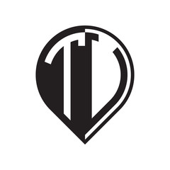 initial letter pin logo black