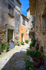 Fototapeta na wymiar On the streets of a medieval village Gorbio. French Riviera. Cote d'Azur.