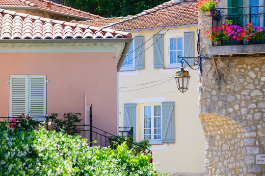 On the streets of a medieval village Gorbio. French Riviera. Cote d'Azur.