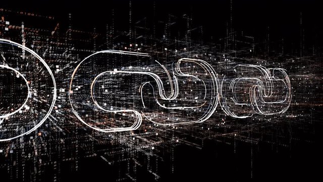 4k Blockchain symbol.chain model,Cripto currency bitcoin.The Matrix style binary computer code,changing from zero to one digits,Global internet worldwide.abstract future tech background.