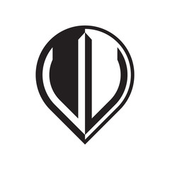 initial letter pin logo black