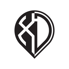 initial letter pin logo black