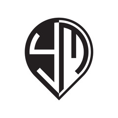 initial letter pin logo black