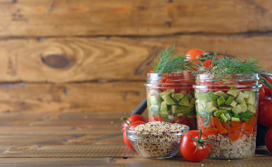 Vegetarian salad with quinoa and avocado