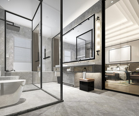 3d rendering luxury modern design bathroom and toilet