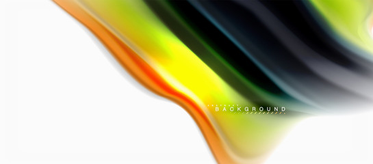 Fluid liquid mixing colors concept on light grey background, curve flow, trendy abstract layout template for business or technology presentation or web brochure cover, wallpaper