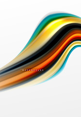 Fluid liquid mixing colors concept on light grey background, curve flow, trendy abstract layout template for business or technology presentation or web brochure cover, wallpaper