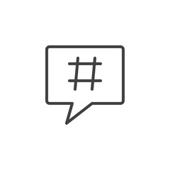 Hashtag speech bubble outline icon. linear style sign for mobile concept and web design. Social media simple line vector icon. Symbol, logo illustration. Pixel perfect vector graphics