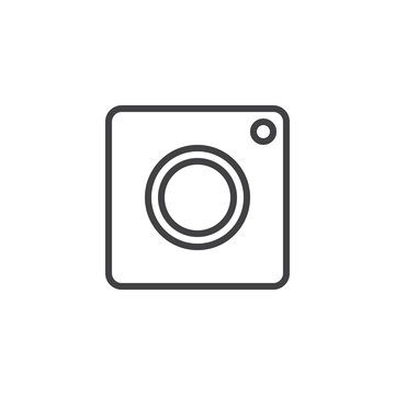Photo Camera outline icon. linear style sign for mobile concept and web design. App camera simple line vector icon. Symbol, logo illustration. Pixel perfect vector graphics