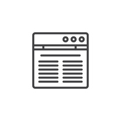 Website outline icon. linear style sign for mobile concept and web design. Web browser page simple line vector icon. Symbol, logo illustration. Pixel perfect vector graphics