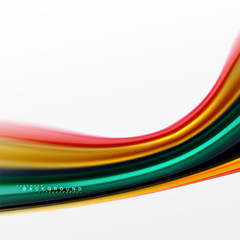 Fluid liquid mixing colors concept on light grey background, curve flow, trendy abstract layout template for business or technology presentation or web brochure cover, wallpaper