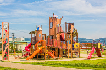 Fototapeta na wymiar Colorful playground in the park.
